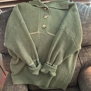 BKE Sage Green Cowl Neck Sweater